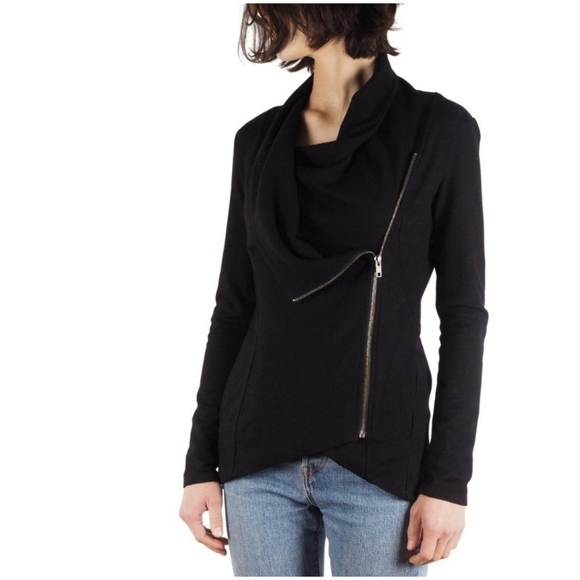 Helmut Lang 100% wool shawl collar asymmetrical zip jacket - Picture 6 of 14